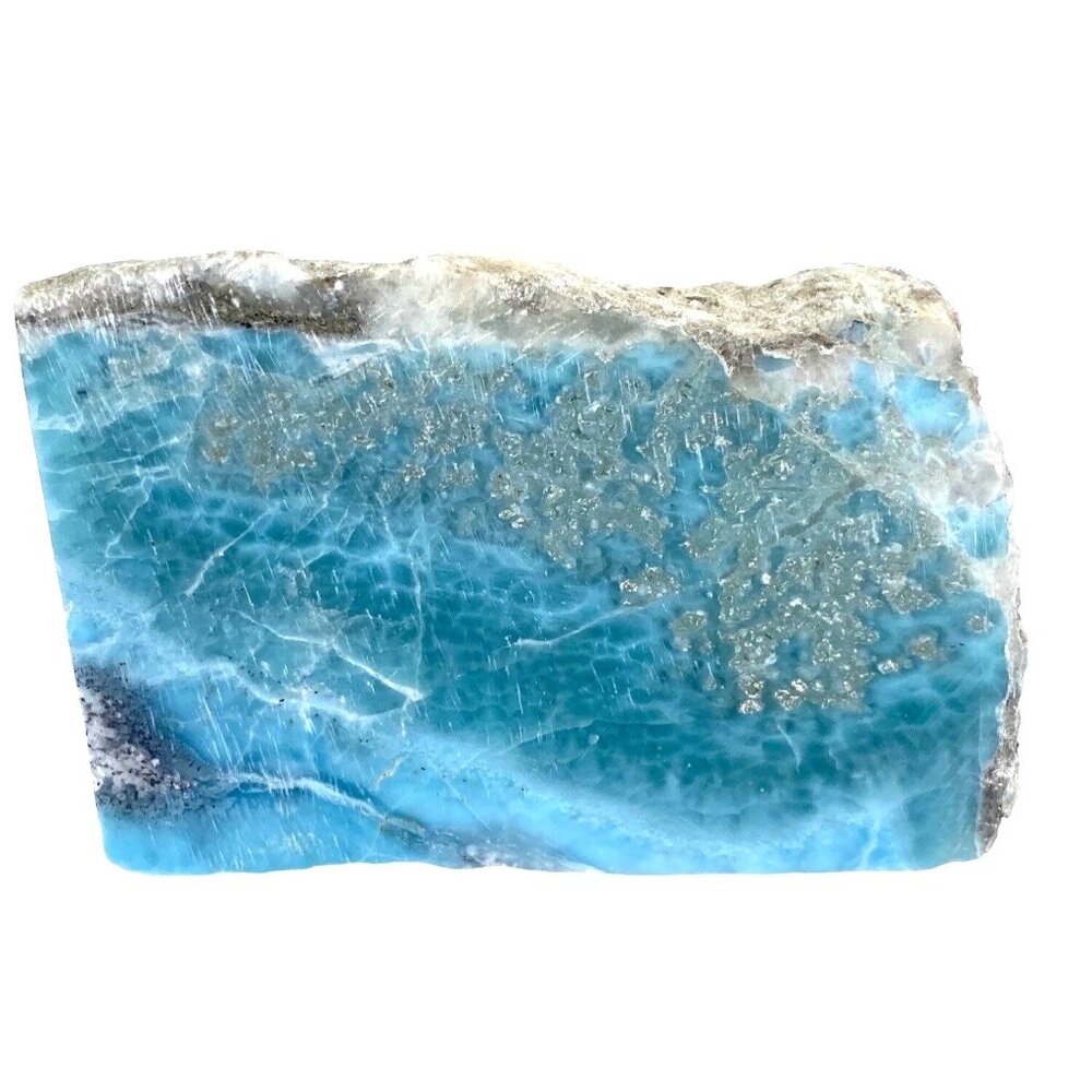 326g 11.5oz Larimar pectolite Dominican Natural Wedge Rare Slab Rock Mineral Gem - Picture 5 of 16